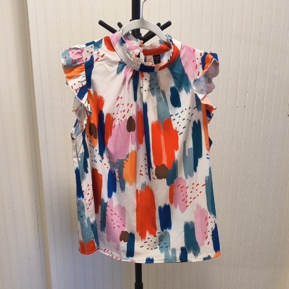 --SOLD--Shein Curve Abstract Print Top